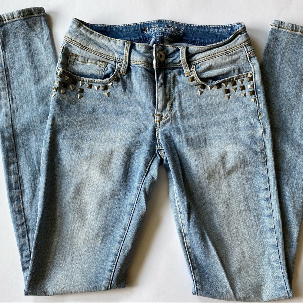 Light Wash Studded Skinny Jeans